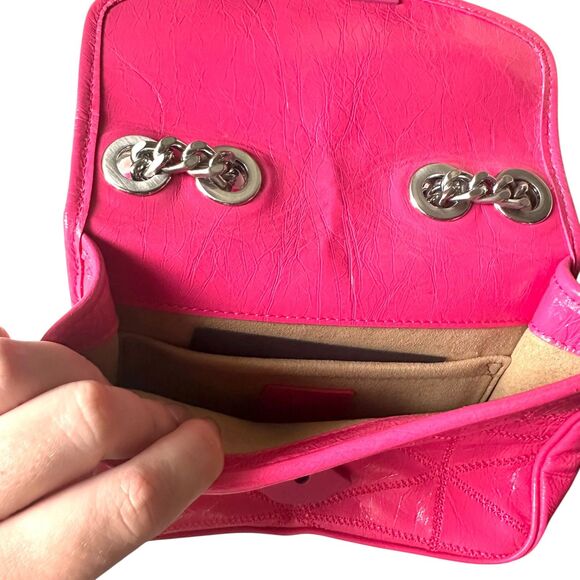 MCM Travia Quilted Shoulder Bag Pink Crushed Leather - Picture 3 of 6